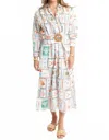 Karlie Capri Coast Shirt Dress In White In Multi