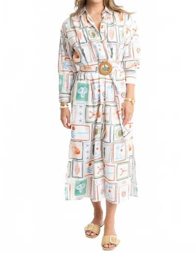 Karlie Capri Coast Shirt Dress In White In Multi
