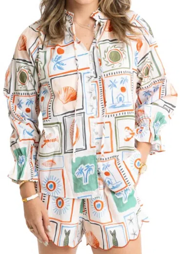 Karlie Capri Coast Vneck Shirt In Cream In White