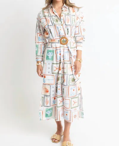 Karlie Capri Travel Print Shirt Dress In Natural