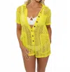 Karlie Crochet Pocket Cover-up Romper In Lime In Green
