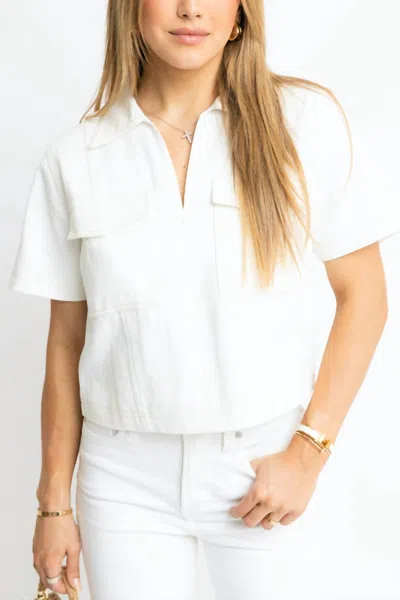 Karlie Darcy Denim Top In Ivory In White