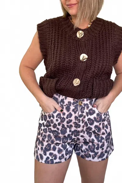 Karlie Denim High Waisted Short In Leopard In Multi