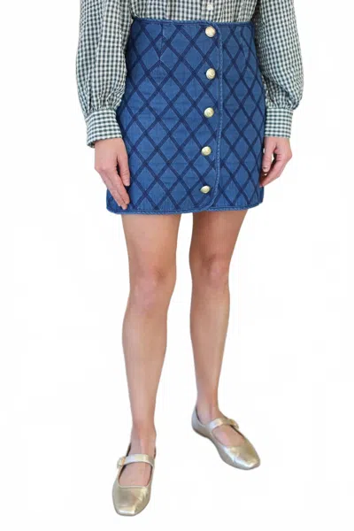 Karlie Denim Stitch Novelty Skirt In Blue