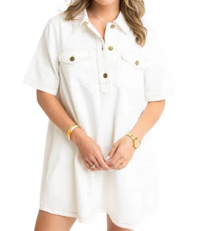 Karlie Denim Swing Shirt Dress In Ivory In Multi