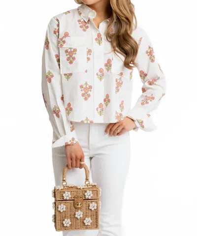 Karlie Digital Floral Top In Ivory In White