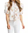 Karlie Digital London Floral Ruffle Top In Ivory In Multi
