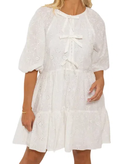 Karlie Eyelit Bow Tier Dress In White