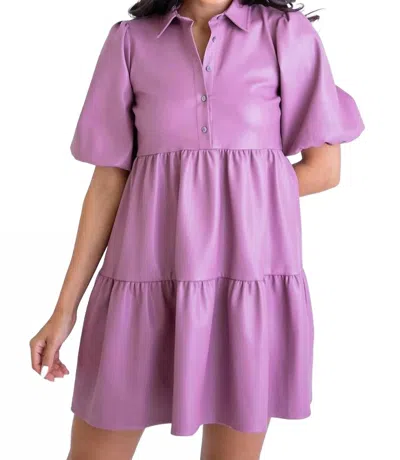 Karlie Faux Leather Tier Dress In Purple