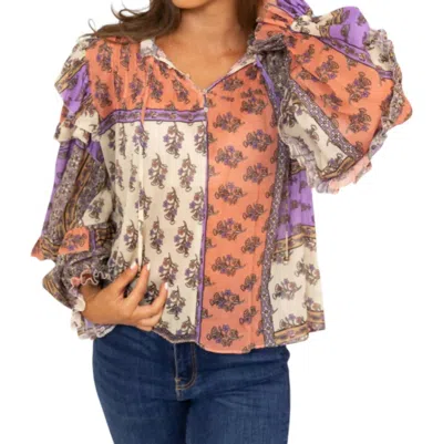 Karlie Floral Boho Top In Purple