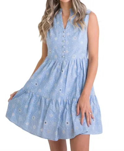 Karlie Floral Embroidered Dress In Blue