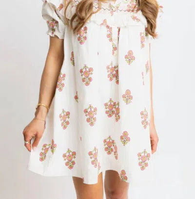 Karlie Floral Embroidered Dress In Ivory In White