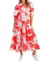 Karlie Floral Maxi Dress In Red Combo In Multi