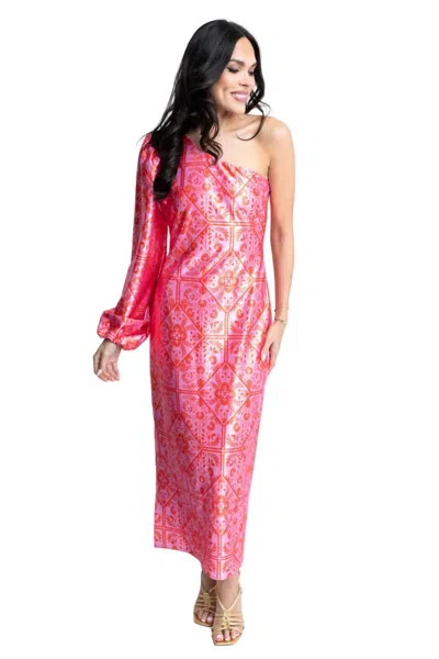 Karlie Floral One Shoulder Maxi Dress In Pink