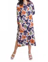 Karlie Floral Satin Pocket Shirt Midi Dress In Multicolor In Multi