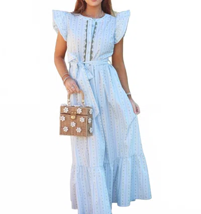 Karlie Floral Stripe Ric Rac Trim Maxi Dress In Blue