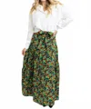 Karlie Emilia Tie Waist Maxi Skirt In Autumn Floral In Green