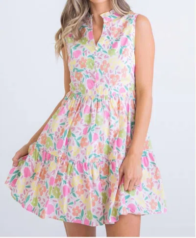 Karlie Floral Tier Vneck Dress In Pastel In White