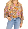 Karlie Floral Vintage Ruffle Collar Top In Retro Floral In Multi