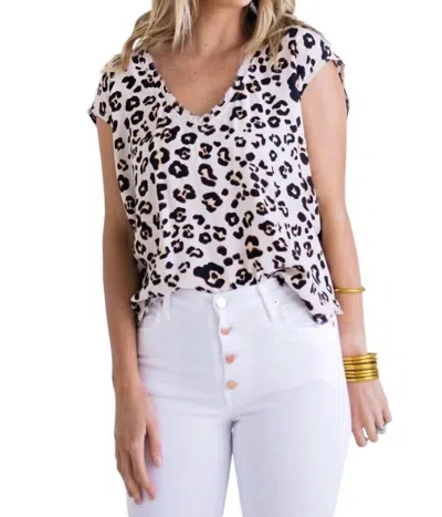 Karlie Frayed Edge Tank Top In Leopard Print In White