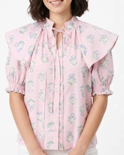 Karlie French Floral Novelty Collar Top In Pink Multi