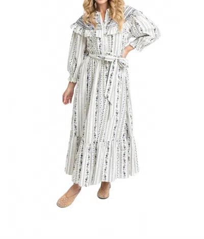 Karlie French Floral Peter Pan Tier Maxi Dress In Olive In Multi