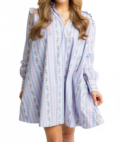 Karlie French Floral Vine Ruffle Dress In Blue In Animal Print