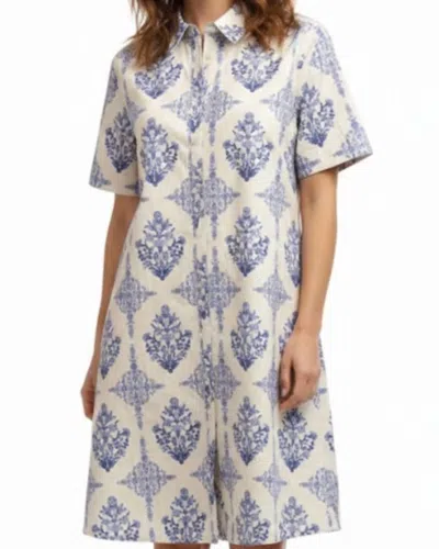 Karlie French Vintage Floral Shirt Dress In Blue