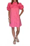 Karlie Frill Shirt Dress In Flamingo In Pink