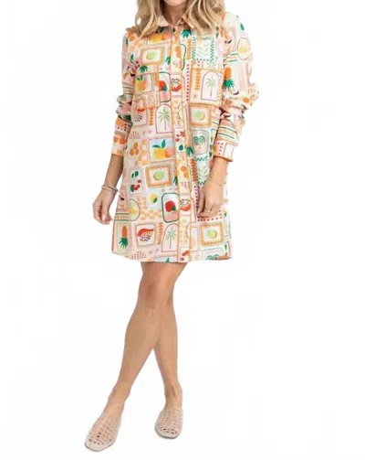 Karlie Fruit Basket Shirt Dress In Ivory Multi