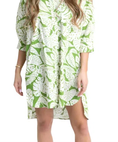 Karlie Ibiza Palm Shirt Dress In Green