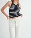 Karlie Jennifer Striped Halter Tank Top In Black/white In Black