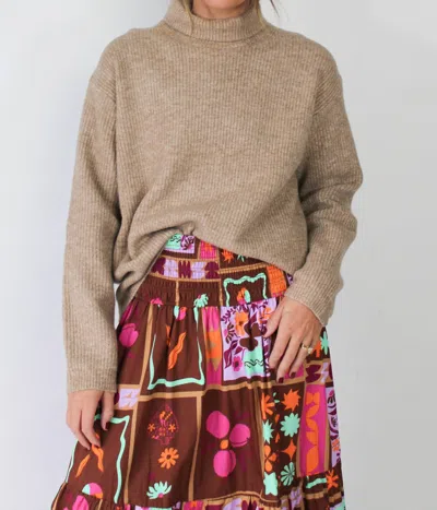 Karlie Karina Turtleneck Sweater In Taupe In Brown