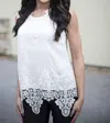 Karlie Lace Vintage Trim Tank In White In White