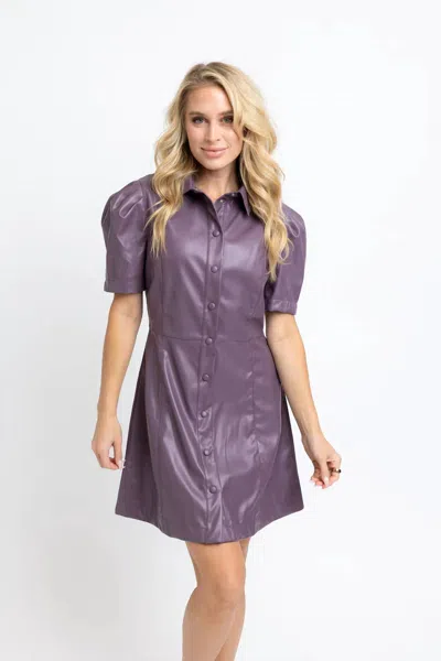 Karlie Leather Button Dress In Lilac In Purple
