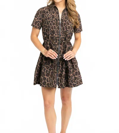 Karlie Leopard Performance Cinch Dress In Brown