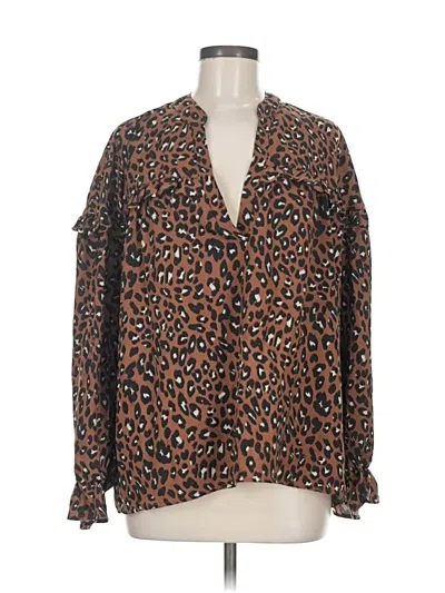 Pre-owned Karlie Long Sleeve Blouse In Brown