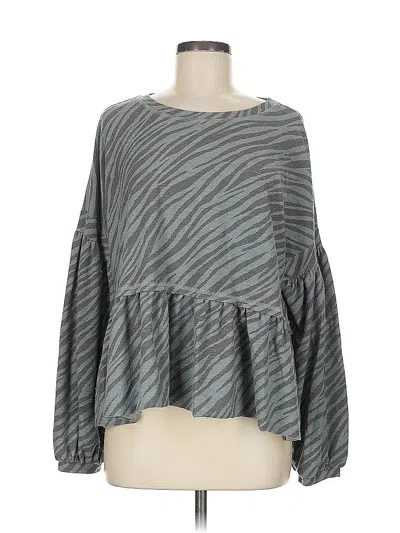Pre-owned Karlie Long Sleeve Blouse In Gray