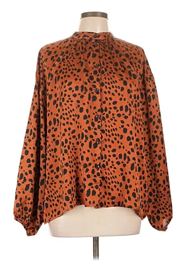 Pre-owned Karlie Long Sleeve Blouse In Orange