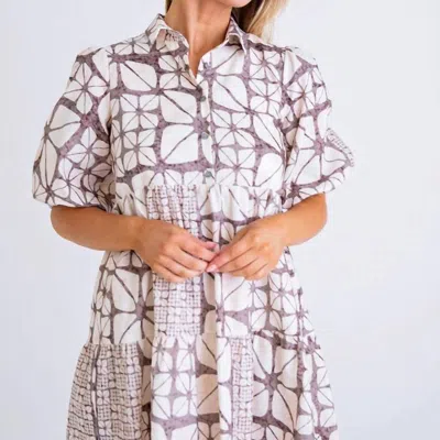 Karlie Lorretta Linen Dress In Safari Print In Brown