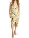Karlie Maya Wrap Midi Dress In Yellow Multi In Yellow