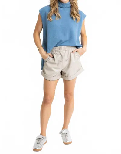 Karlie Meliana Arlie Turtleneck Sleeveless Top In Blue