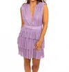Karlie Metallic Vneck Tier Belt Dress In Lavender In Purple