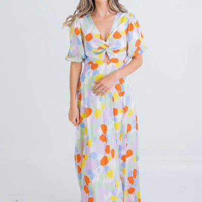 Karlie Mosaic Knot Key-hole Maxi Dress In Lavender In Multi