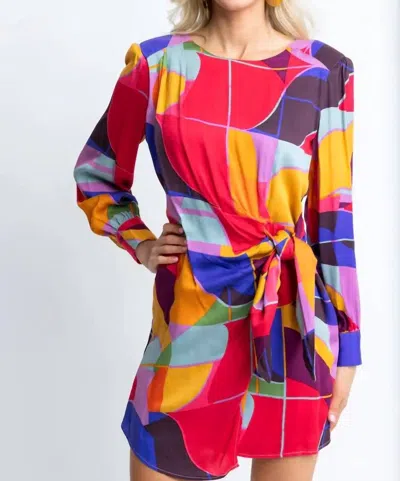 Karlie Mosaic Wrap Dress In Blue Multi