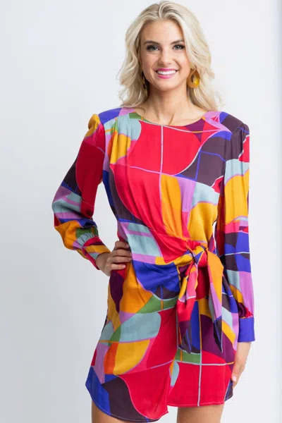 Karlie Mosaic Wrap Dress In Multi