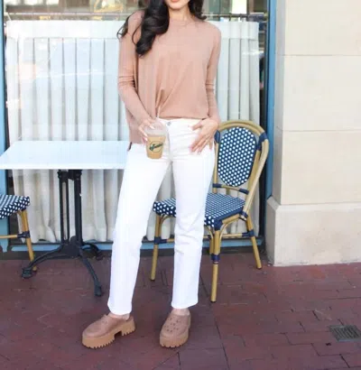 Karlie Novelty Crew Sweater In Camel In Brown