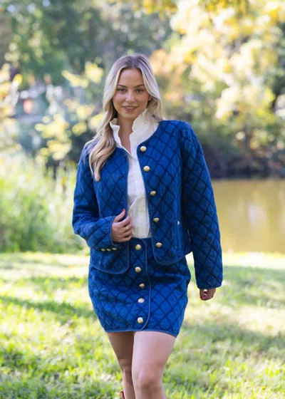 Karlie Novelty Stitch Skirt In Blue