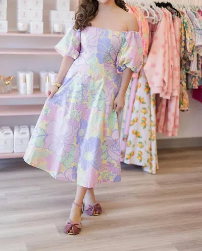 Karlie Off Shoulder Maxi Dress In Purple Floral