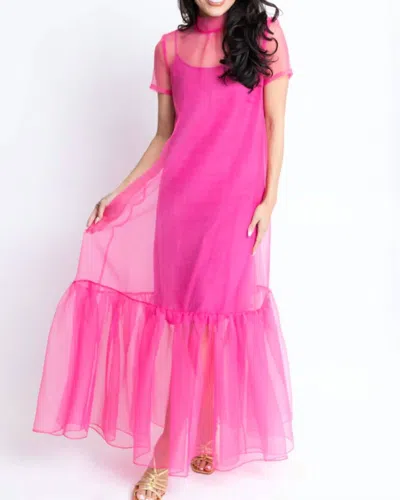 Karlie Organza Bow Maxi Dress In Magenta In Pink